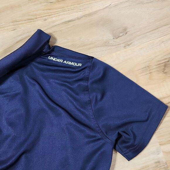 🦋Under Armour Blue Button Collared Short Sleeve Polo Shirt Youth Medium - Picture 7 of 12